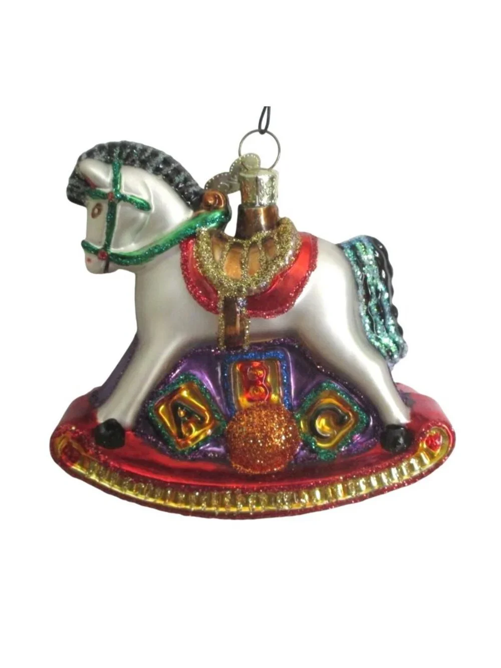 Rocking Horse Old World Christmas Glass Ornament Bauble Vintage OWC Bauble